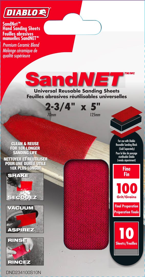 SandNet Sanding Sheets, 2-3/4 in. X 5 in., grit 100, 10/Pack