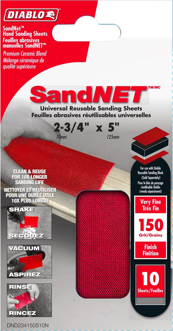 SandNet Sanding Sheets, 2-3/4 in. X 5 in., grit 150, 10/Pack