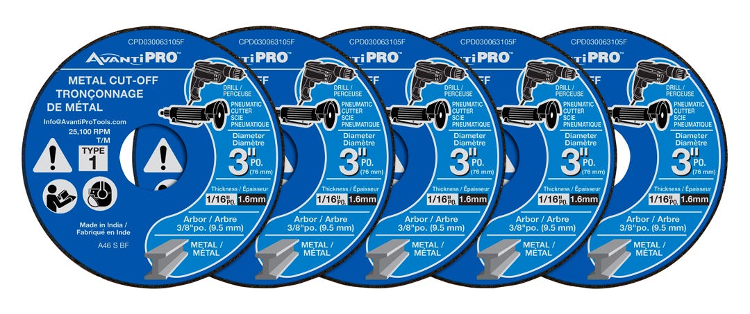 Metal Cutting Disc, Type 1, 3 in, 5/Pack