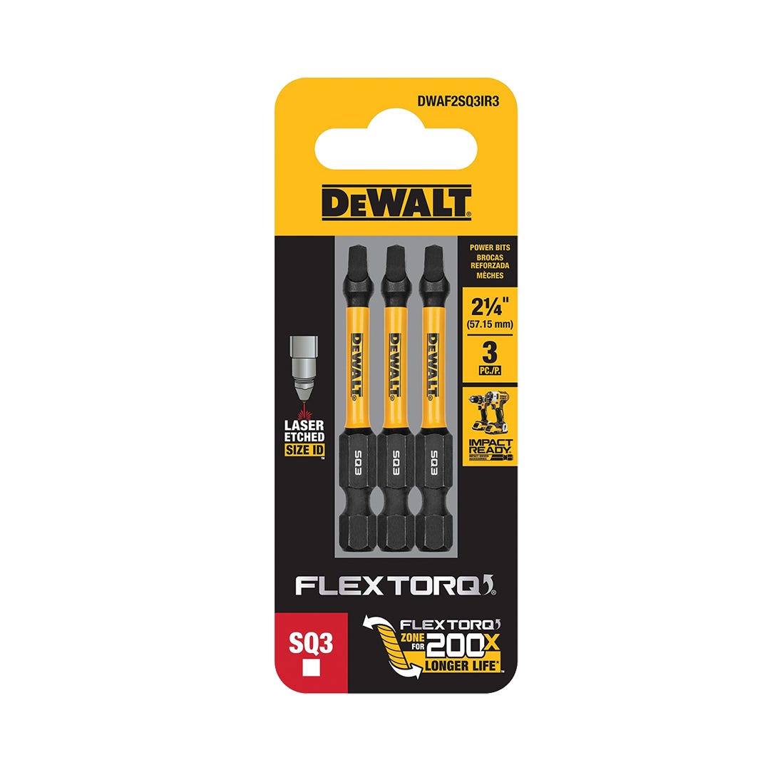 DEWALT FLEXTORQ 2.25 in. Square Bits, #3, 3/pqt