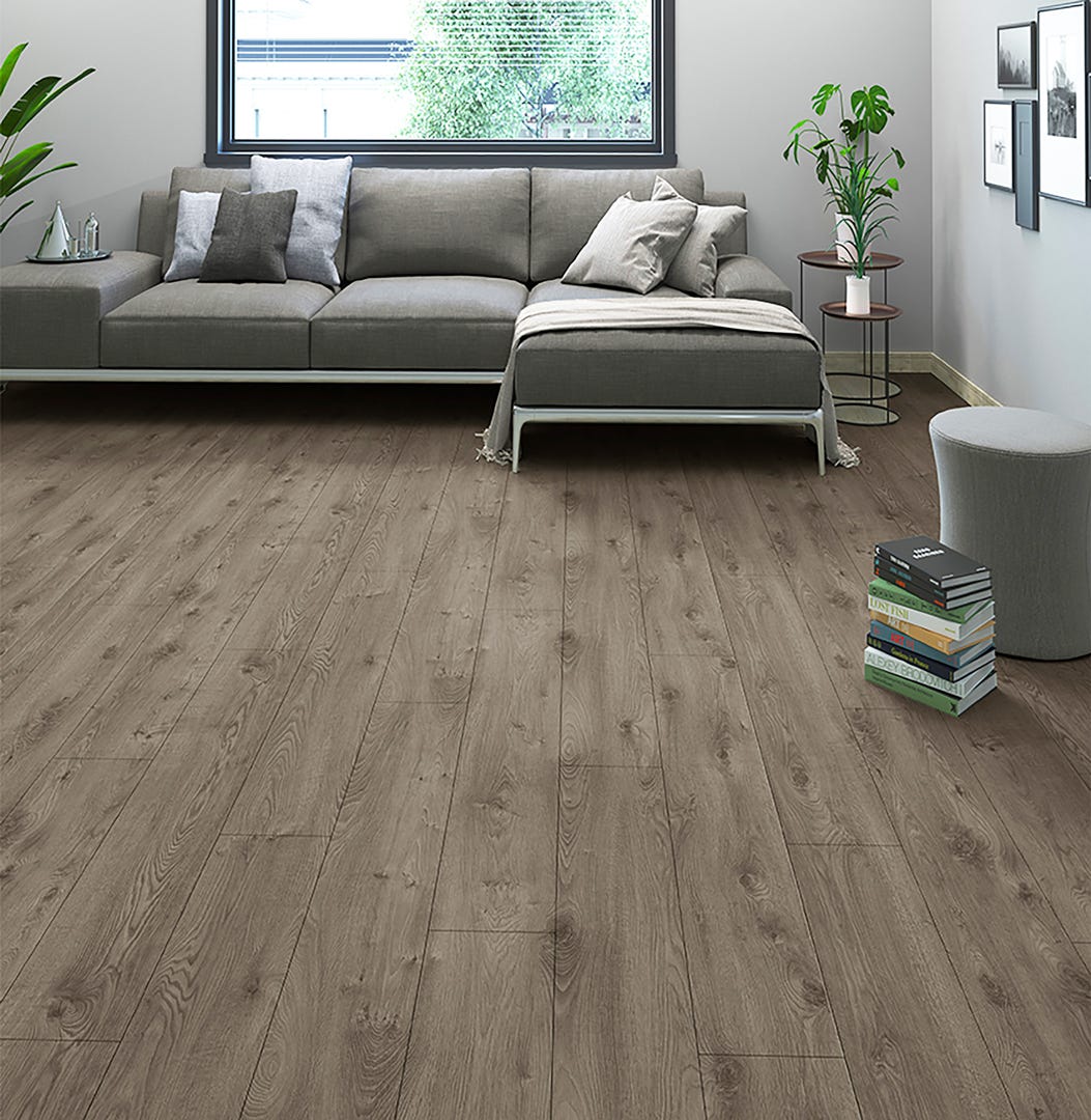 NIRVANA Laminated Flooring, 12 mm, AC5, Grey