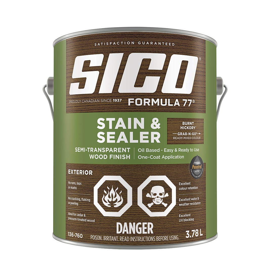 SICO Stain and Sealer, Semi-Transparent Exterior Wood Finish, Ash Pecan
