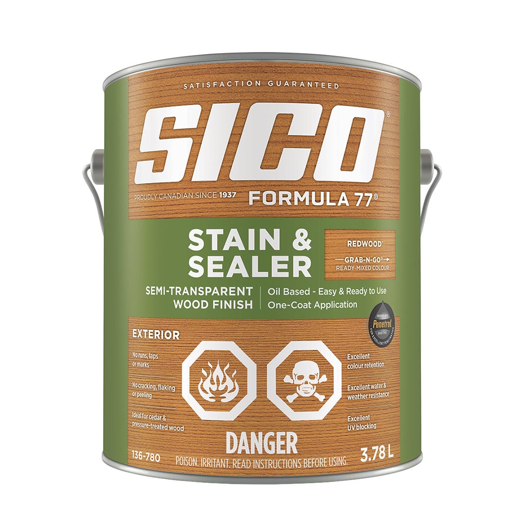 SICO Stain and Sealer, Semi-Transparent Exterior Wood Finish, Redwood