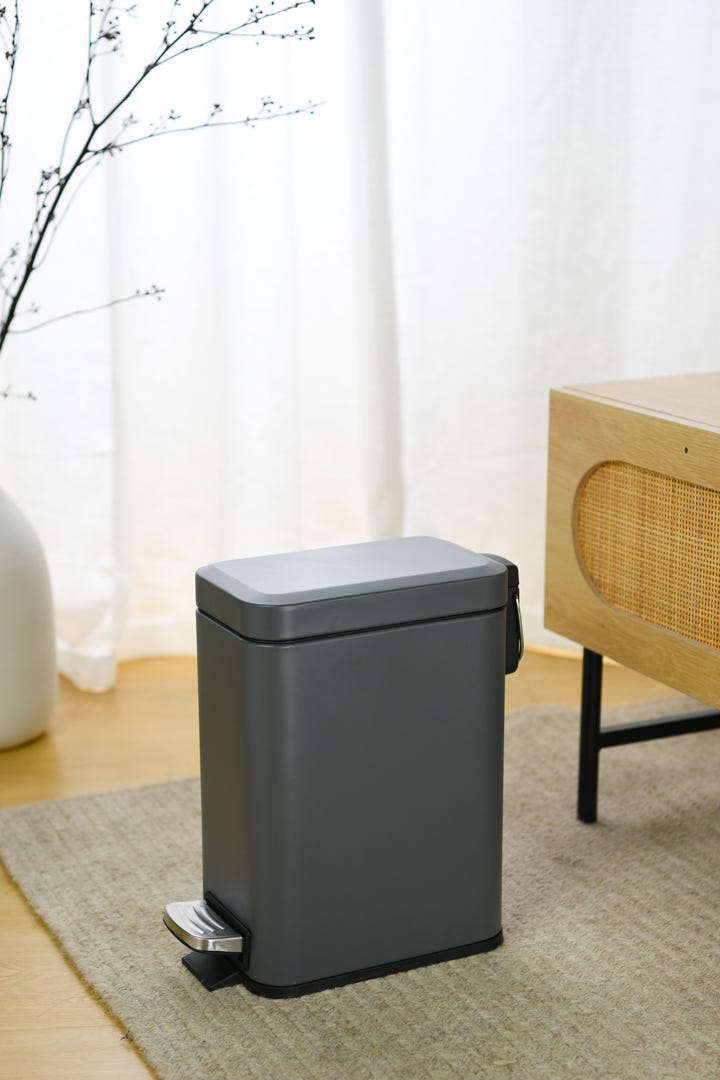 Rectangle Stainless Steel Waste Bins with Pedal, Blue, 5 L