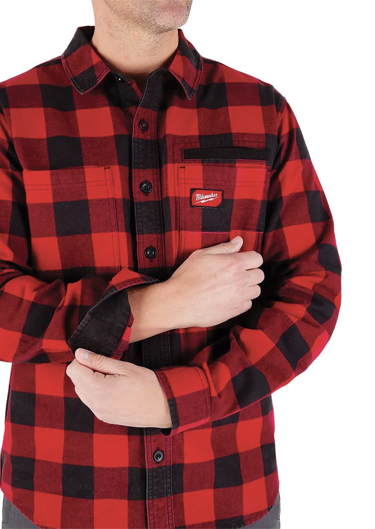 MILWAUKEE GRIDIRON Flannel Shirt, Red, XL