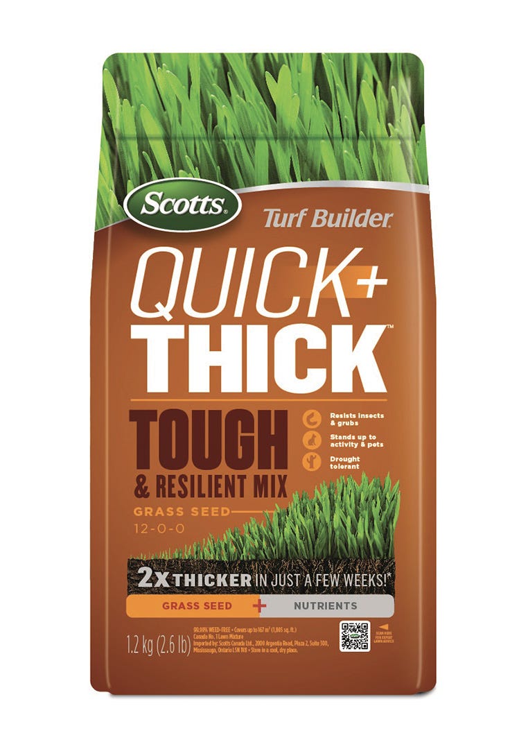 TURF BUILDER QUICK + THICK Grass Seed Mix, Robust and Resistant Blend, 2.6 lbs