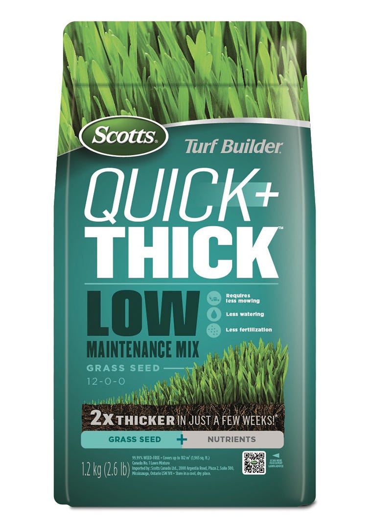 TURF BUILDER QUICK + THICK Grass Seed Mix, Low Maintenance, 2.6 lbs