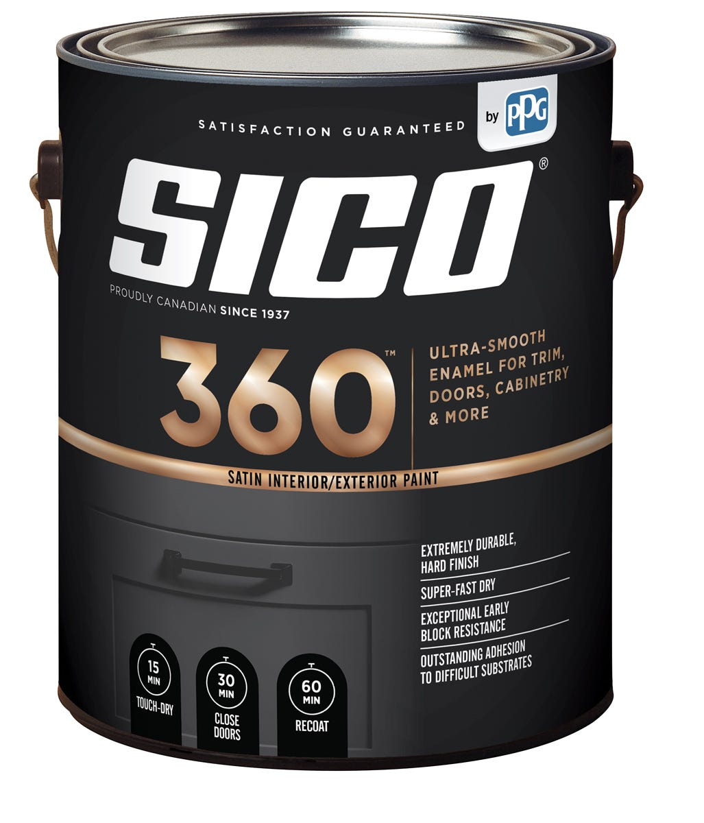 360 Interior/Exterior Paint, Satin Finish, Medium Base, 3.43 L