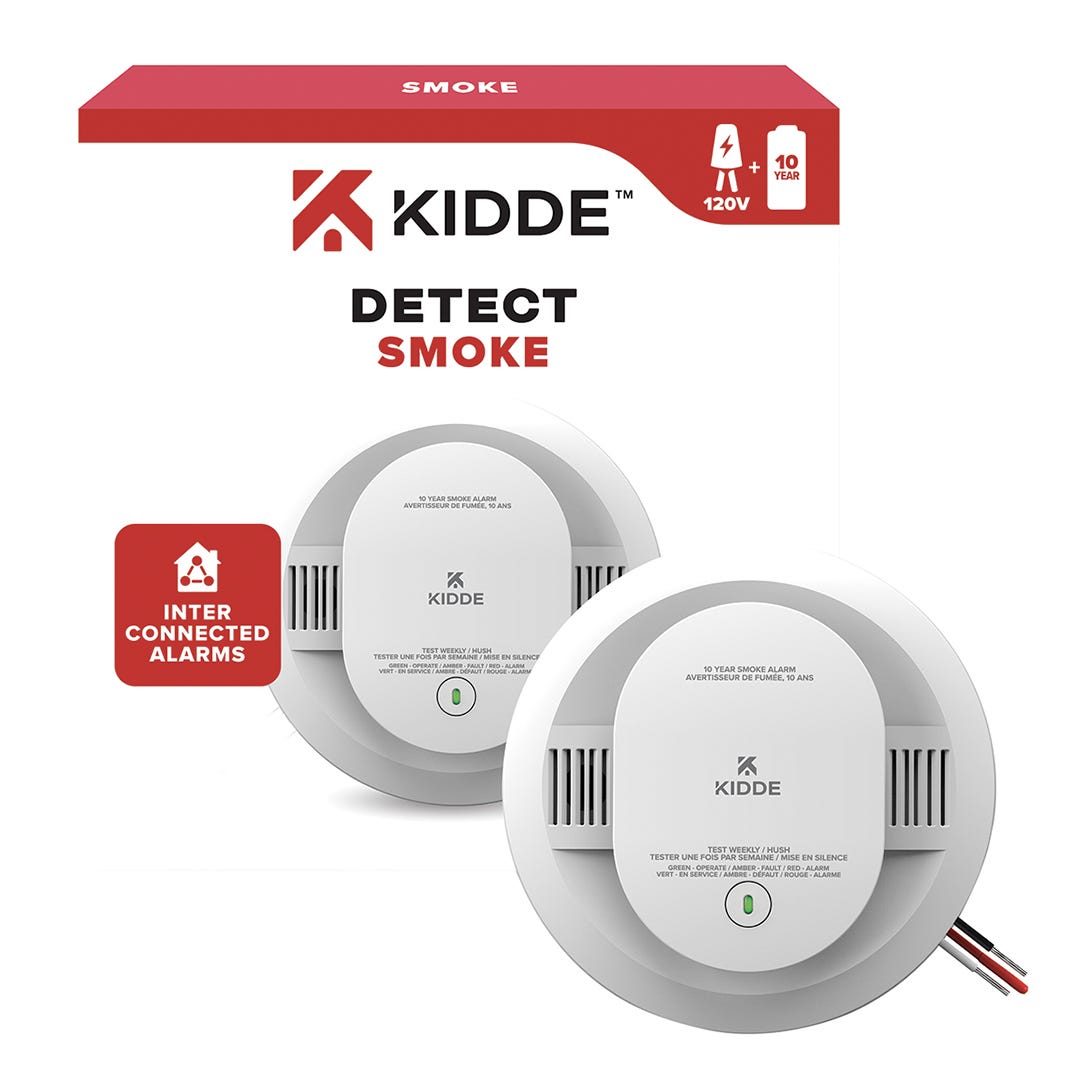 KIDDE Smoke Detector, 120 V,  Sealed Lithium Backup Battery