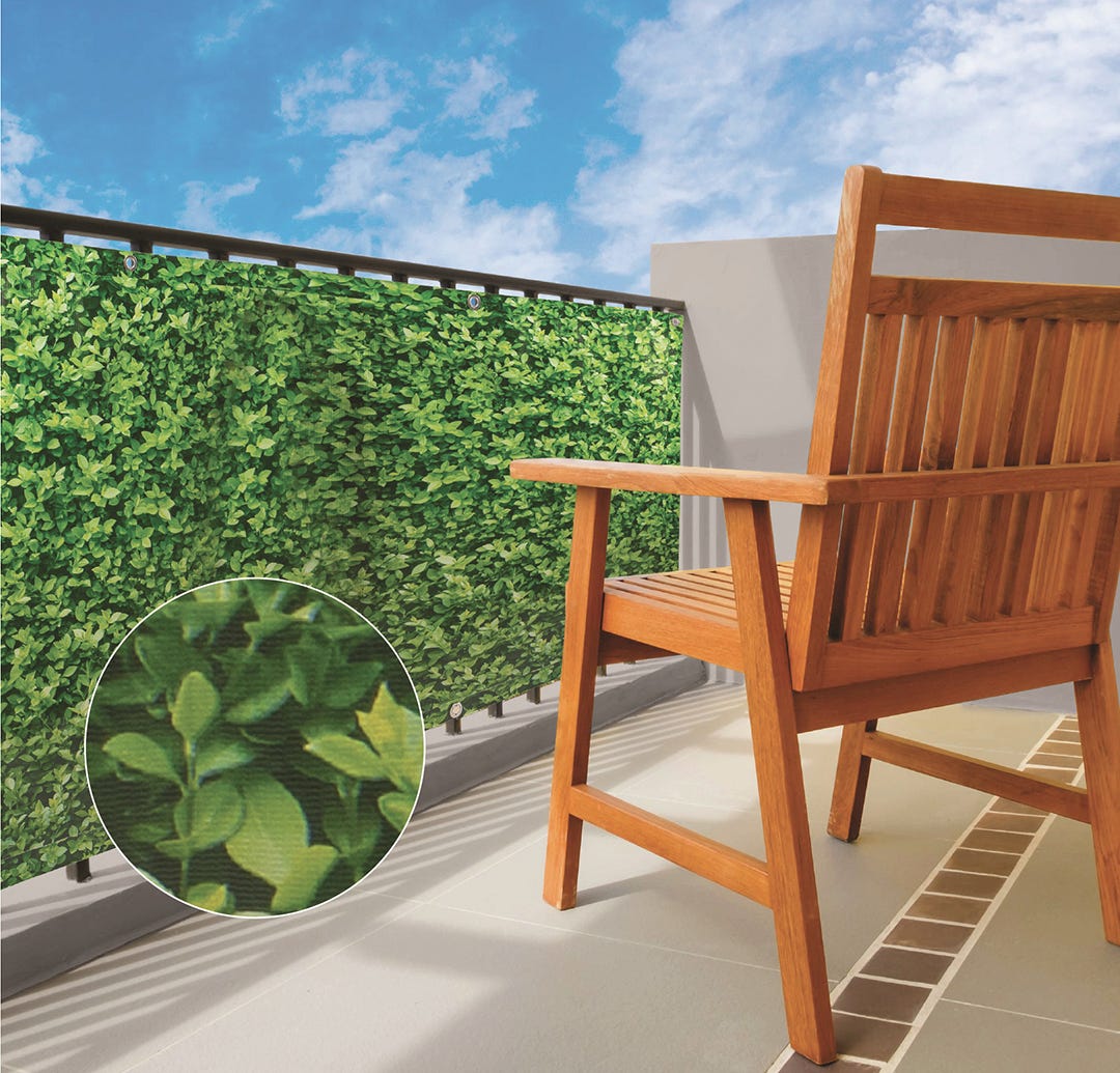 Privacy Screen for Balcony with Foliage Pattern, 34 in. x 180 in.