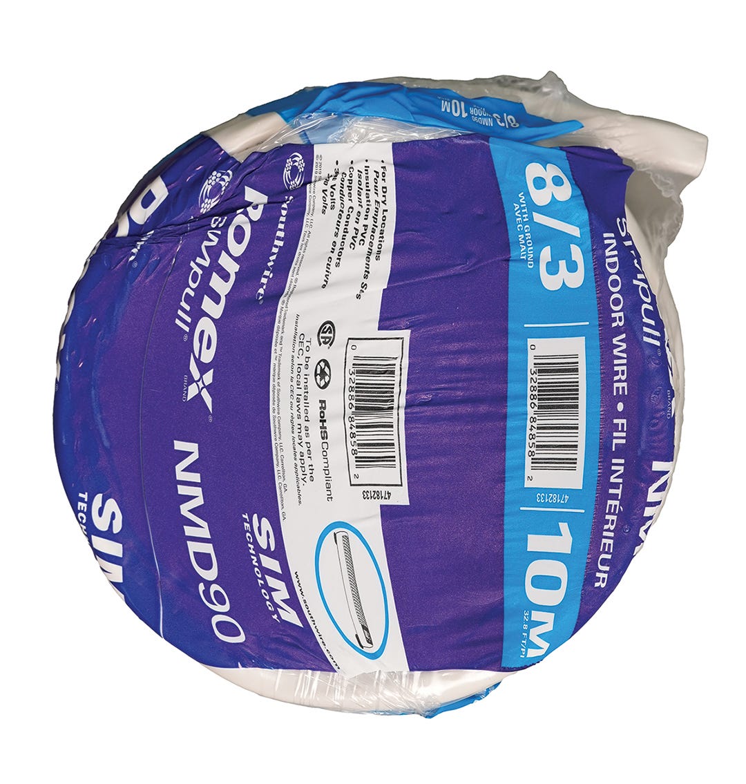 Electrical Wire NMD90, 8/3, White, 10 m