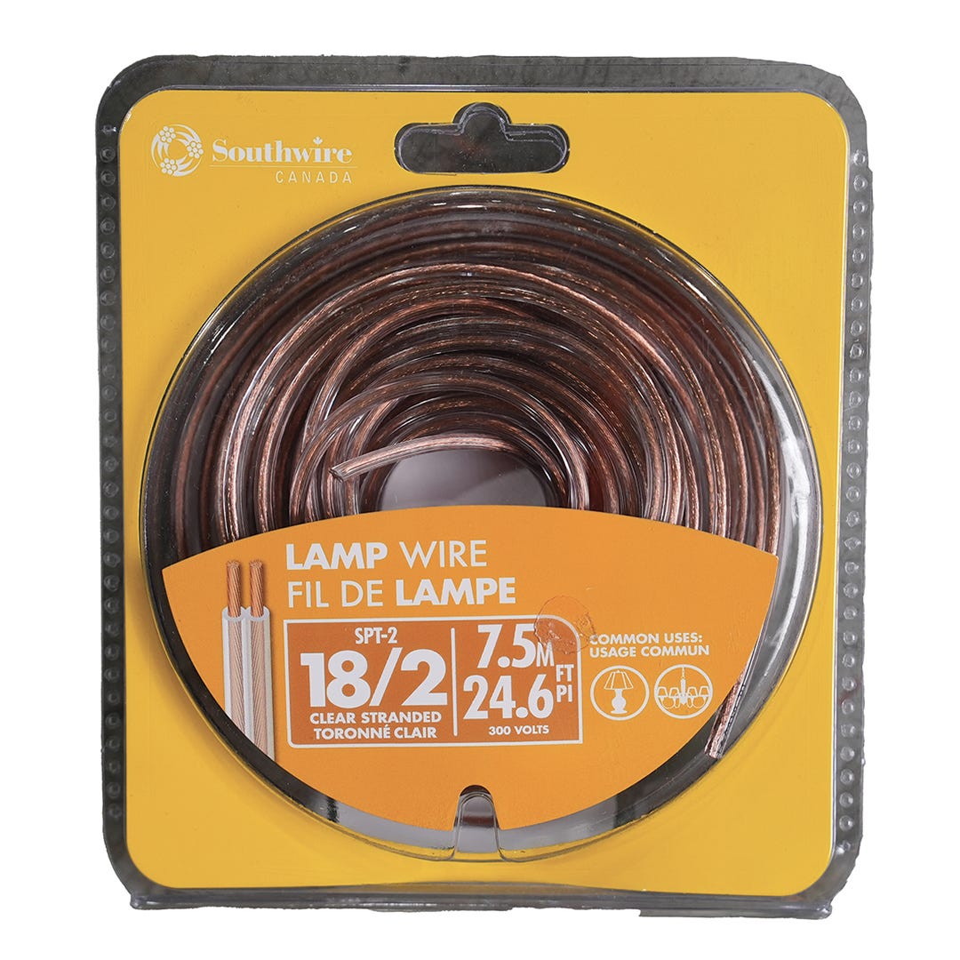 Lamp Cord, SPT-2, 18/2, 7.6 m, Clear