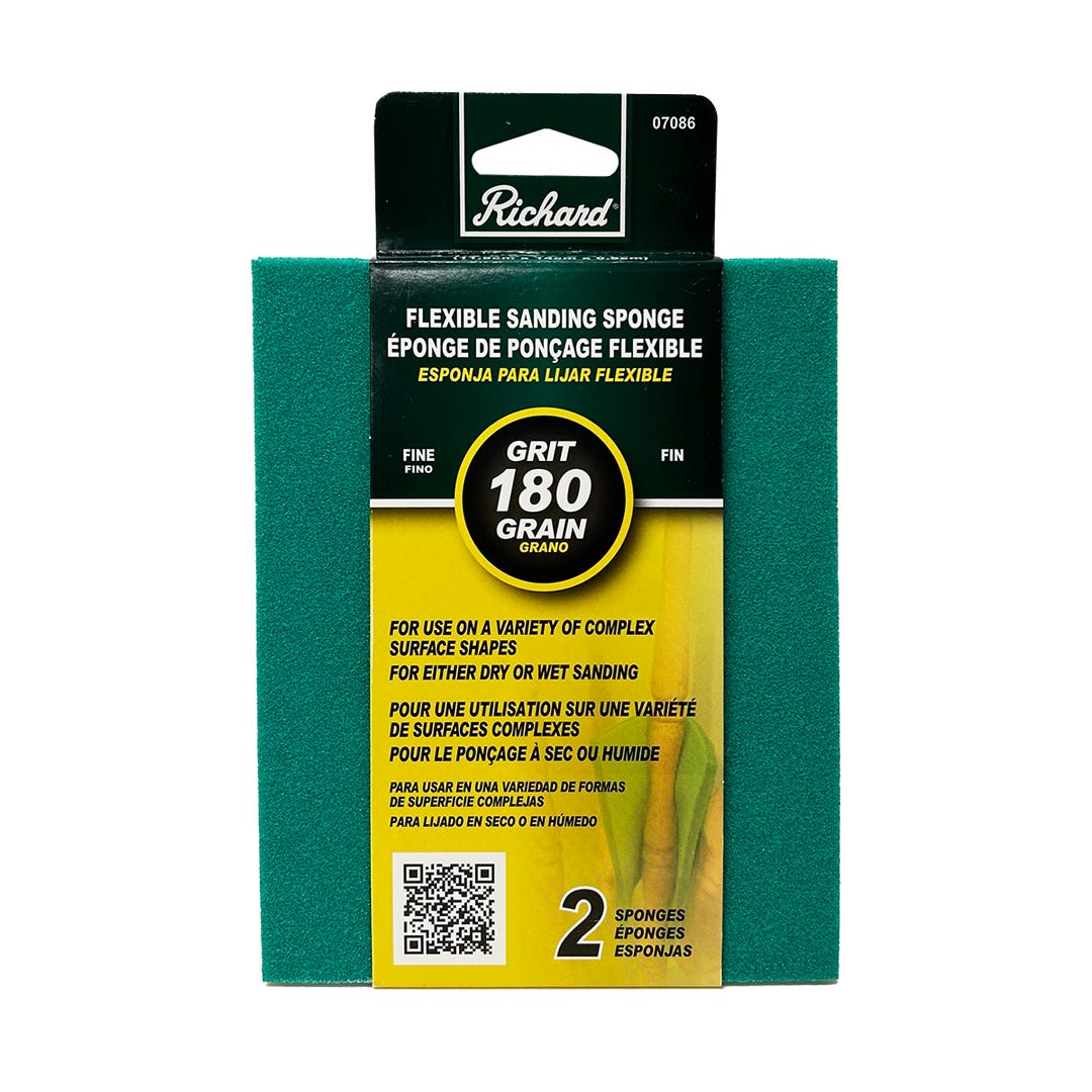 Flexible Contour Sponge, grit 180, 4-1/2 in. x 5-1/2 in. x 3/16 in., 2/Pack