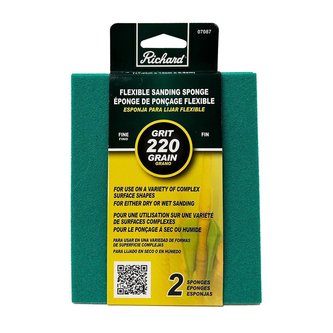 Flexible Contour Sponge, grit 220, 4-1/2 in. x 5-1/2 in. x 3/16 in., 2/Pack