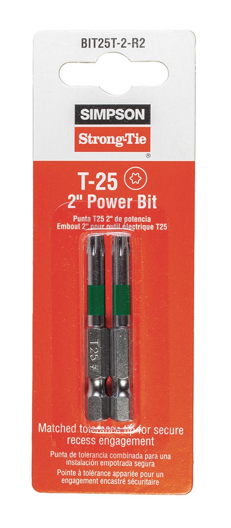 SIMPSON T25 Bits, 1/4 in. x 2 in., 2/pack