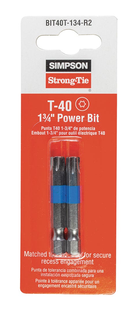 SIMPSON T40 Bits, 1/4 in. x 1-3/4 in., 2/pack
