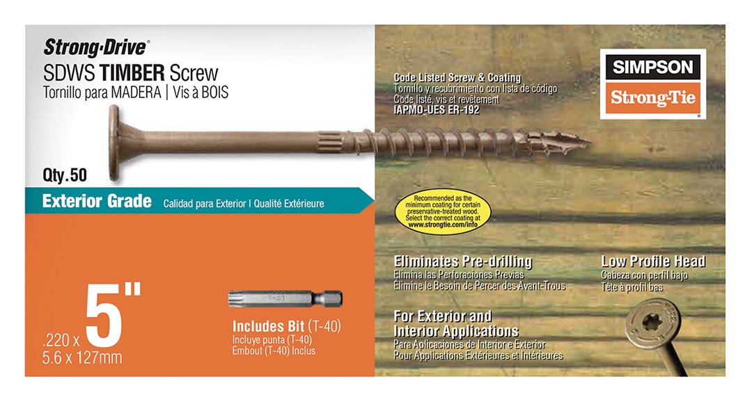 T40 Double Barrier Screws, 5 in., 50/pack