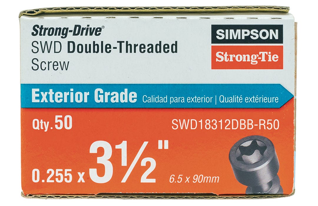 T30 Double Thread Screws, 3-1/2 in., black, 50/pack
