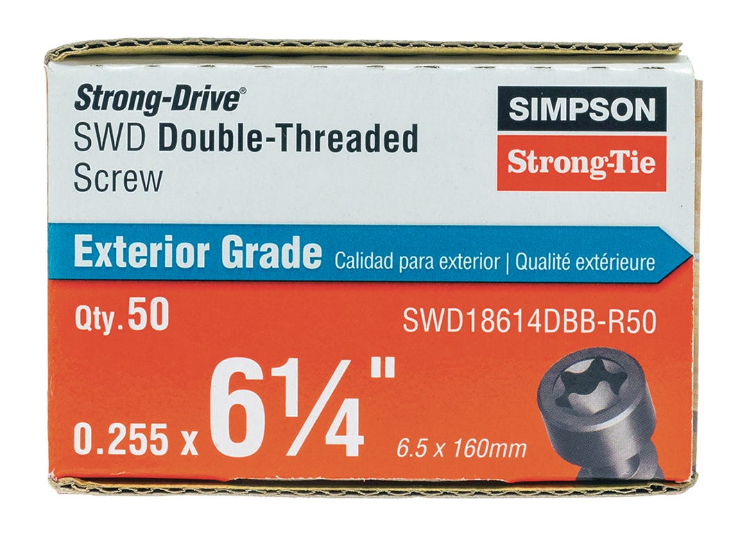 T30 Double Thread Screws, 6-1/4 in., black, 50/pack