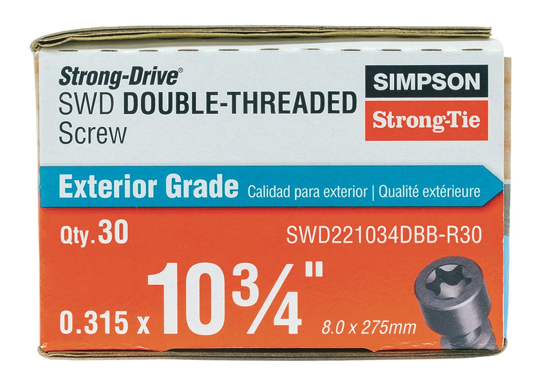 T40 Double Thread Screws, 10-3/4 in., black, 30/pack