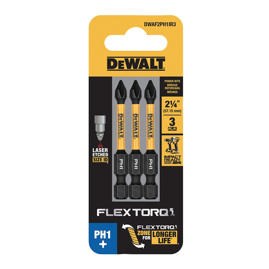 FLEXTORQ Bits, Phillips #1, 2.25 in., 3/pqt