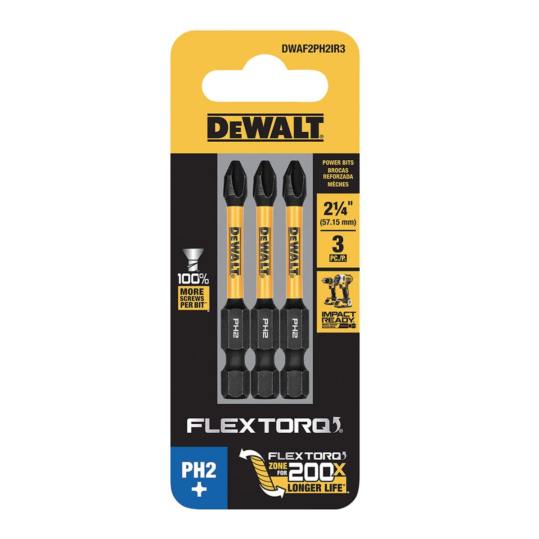 FLEXTORQ Bits, Phillips #2, 2.25 in., 3/Pack