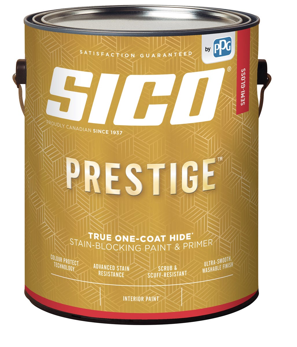 PRESTIGE Paint, Interior, Semi-Gloss Finish, Tintable White, 3.66 L
