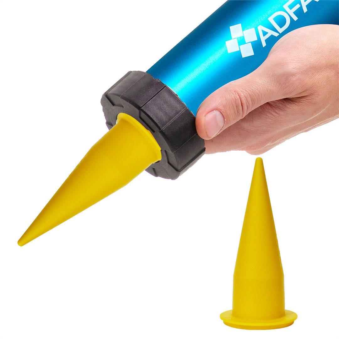 Caulking Gun Cone, Sausage Nozzles, Yellow, 5/Pack