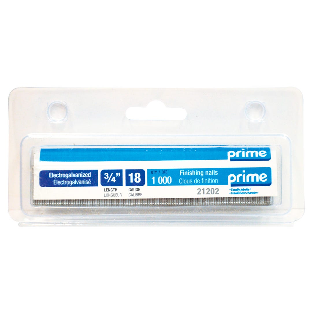 Finish Nails, Electro-Galvanized, 18 Gauge, 3/4 in., 1000/box