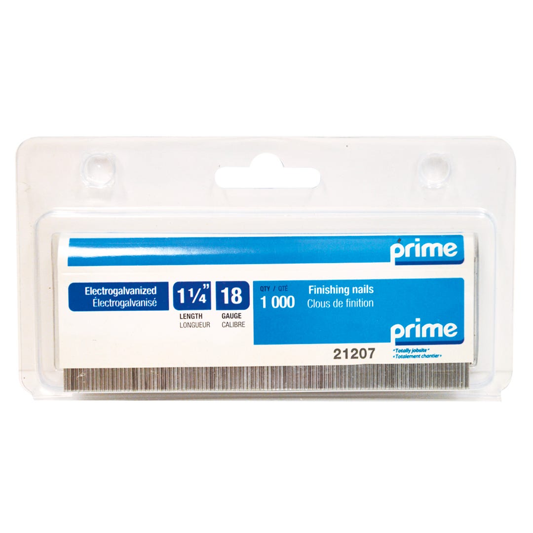 Finish Nails, Electro-Galvanized, 18 Gauge, 1-1/4 in., 1000/box