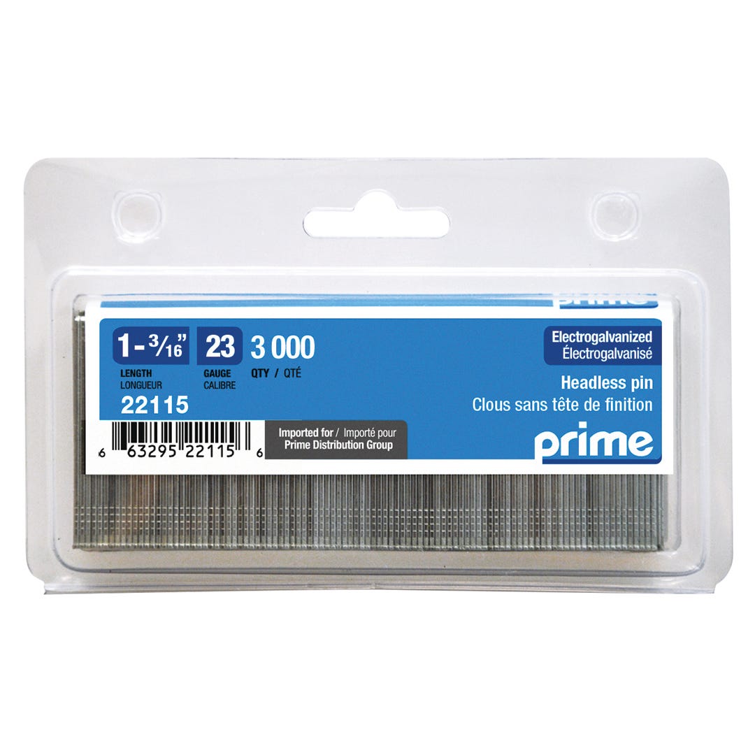 Mini Brads, Headless, Electro-Galvanized, 23 Gauge, 1-3/16 in., 3000/box