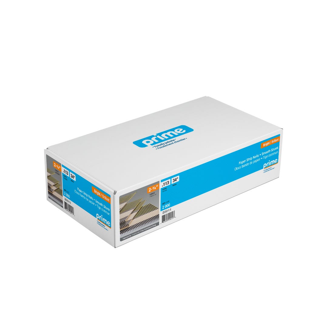 Framing Nails, Paper Tape, Common Shank, 34°, 2-3/8 x .113 in., 2000/box