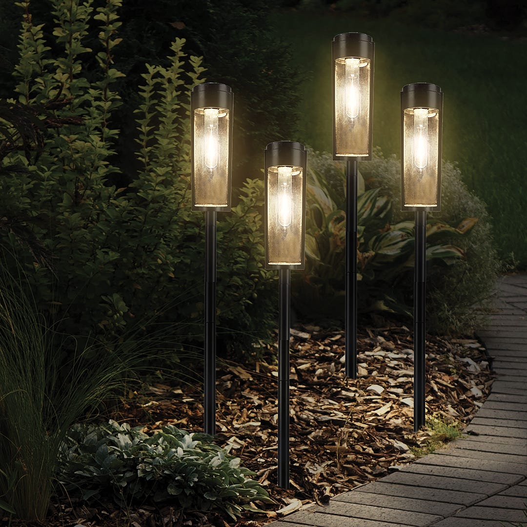 Set of LED Solar Light Stakes, Warm White, 4/pk