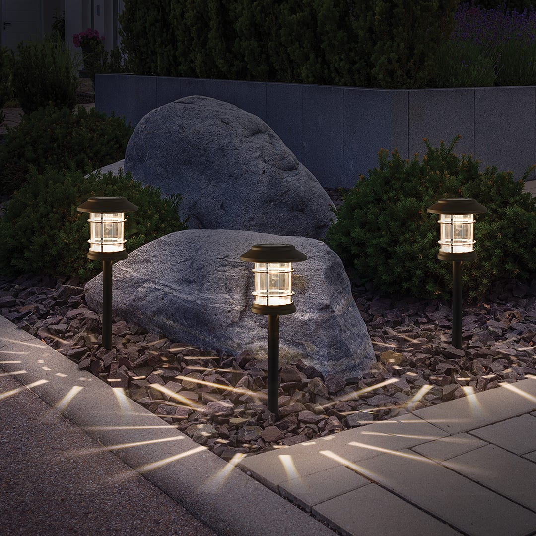 LED Solar Light Stake, Gray, Warm White