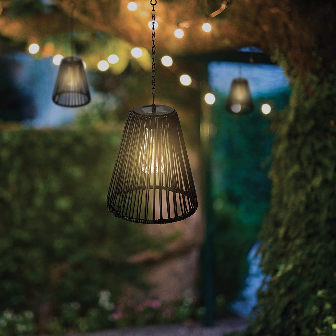 Solar Pendant Light, Edison Bulb, Warm White