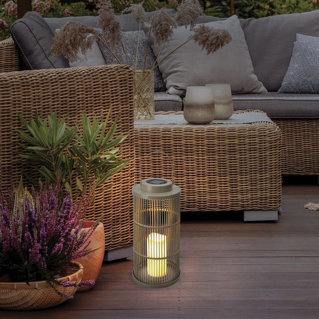 Solar Lantern with LED Candle, 3 Assorted, Warm White