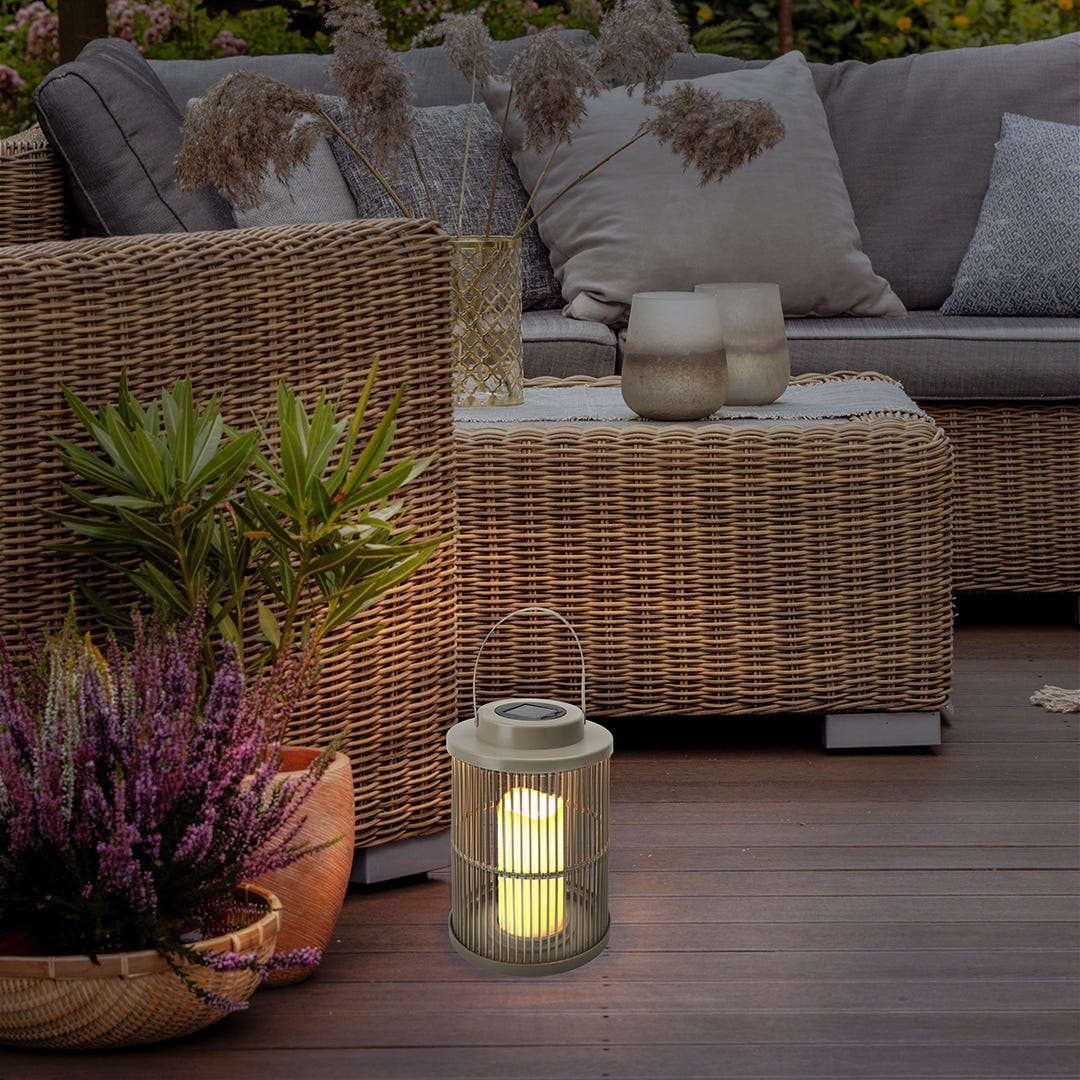 Solar Lantern with LED Candle, 3 Assorted, Warm White