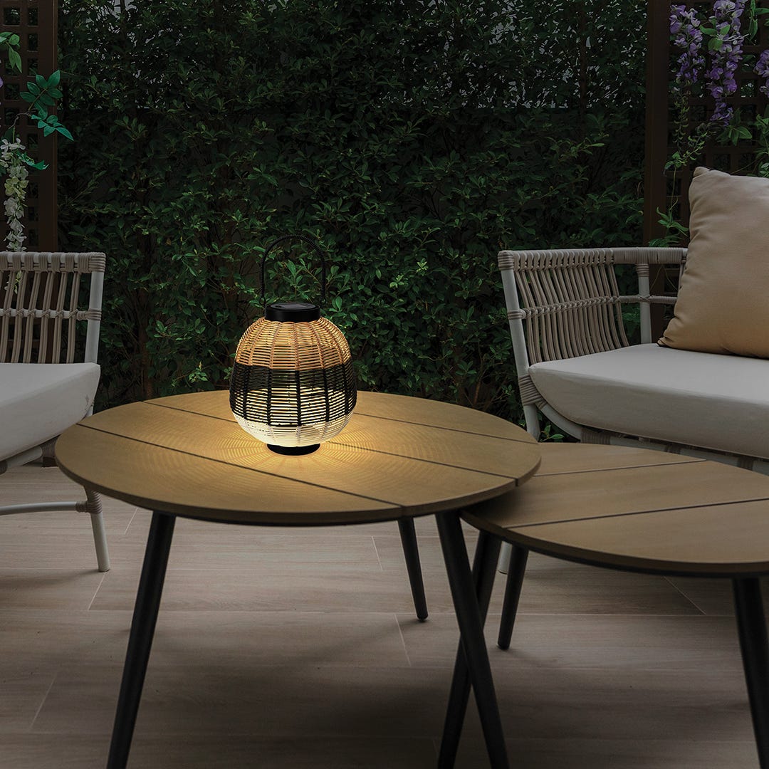 Rattan Solar Lantern, 29 cm, Warm White