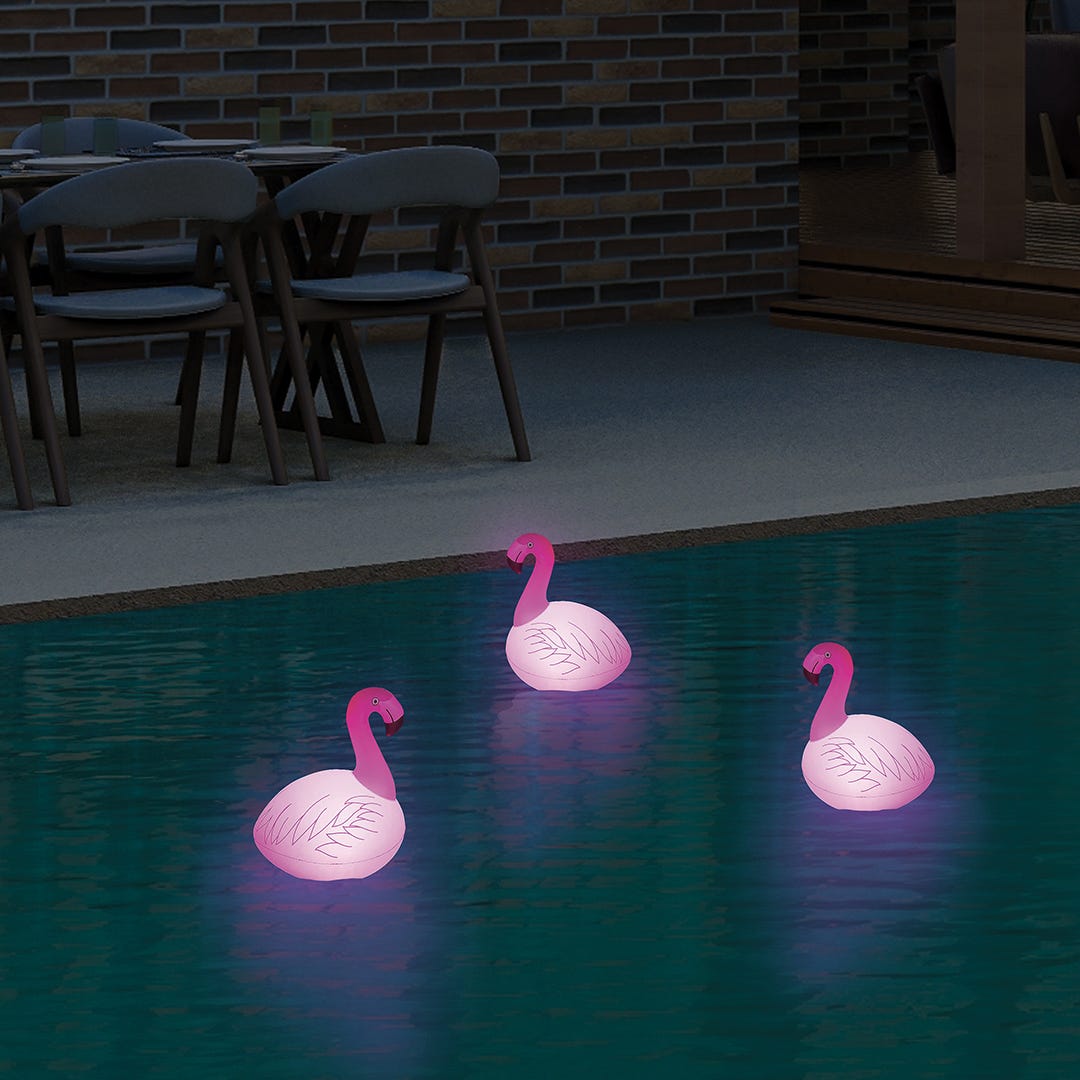 Inflatable LED Solar Flamingo, 42 cm, Pure White