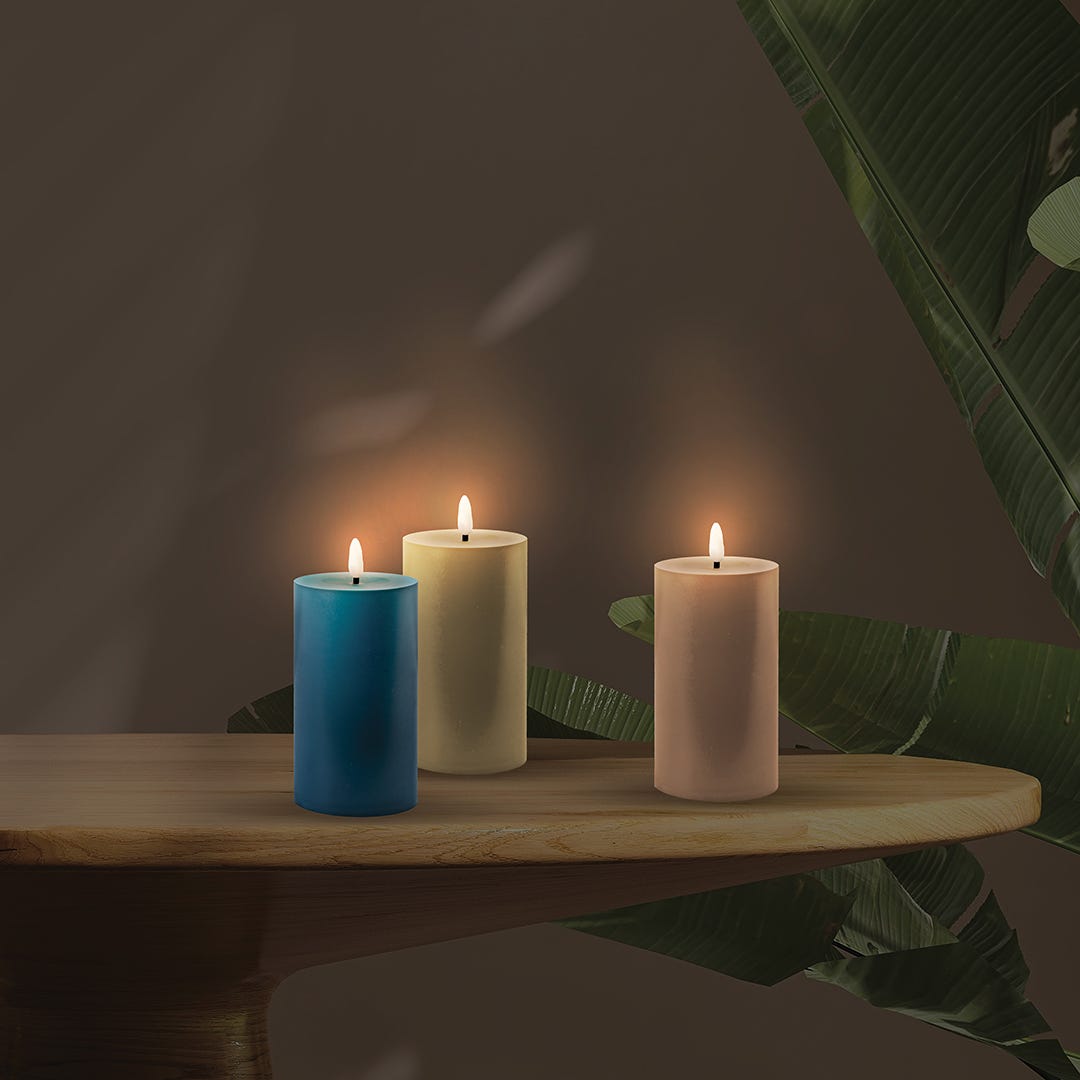 Outdoor Candle, Flickering Flame, 15 cm, Assorted