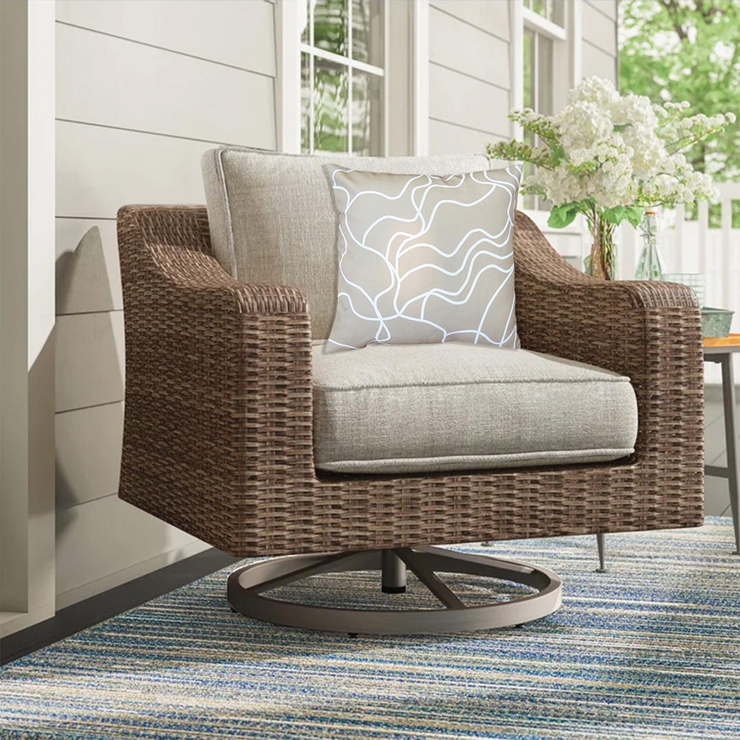 Printed Outdoor Cushion, 18 in. x 18 in., Beige