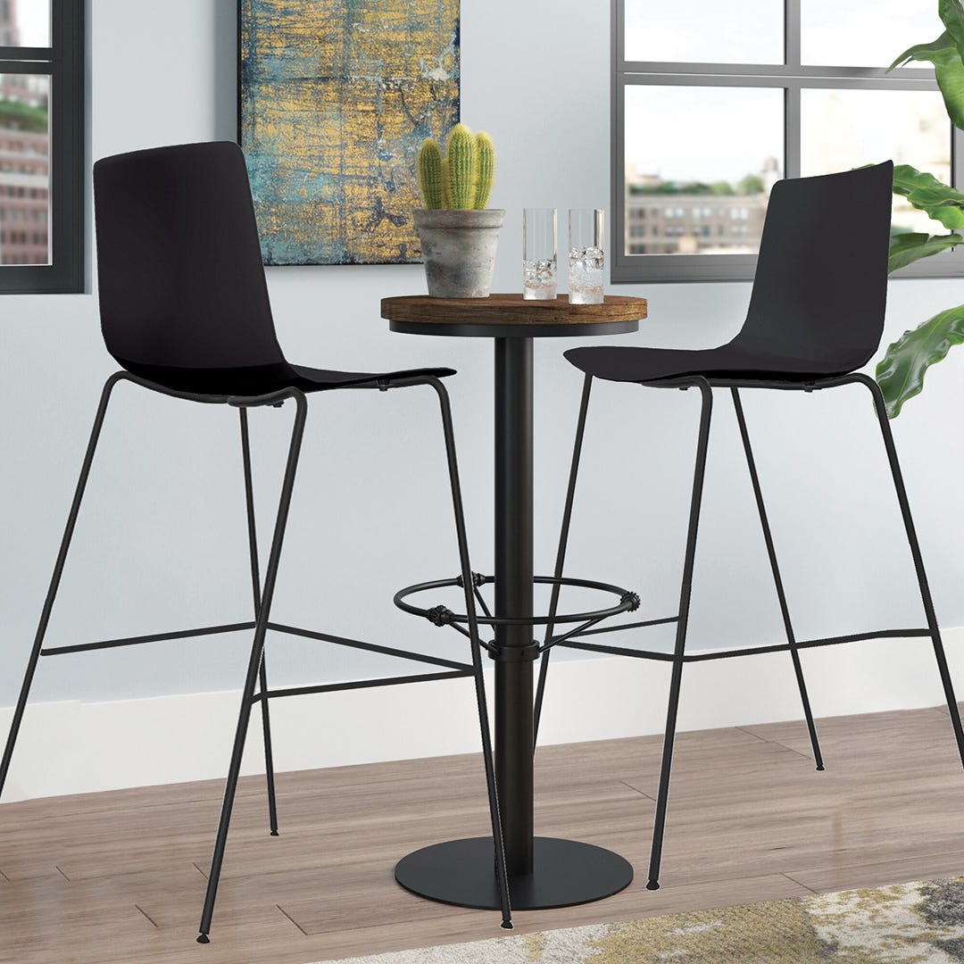 Stool with Plastic Seat, Black
