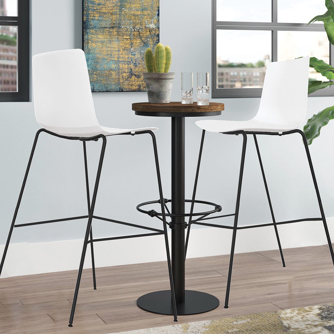 Stool with Plastic Seat, White