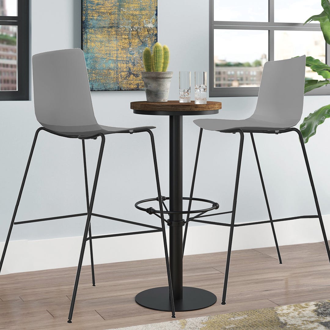 Stool with Plastic Seat, Grey