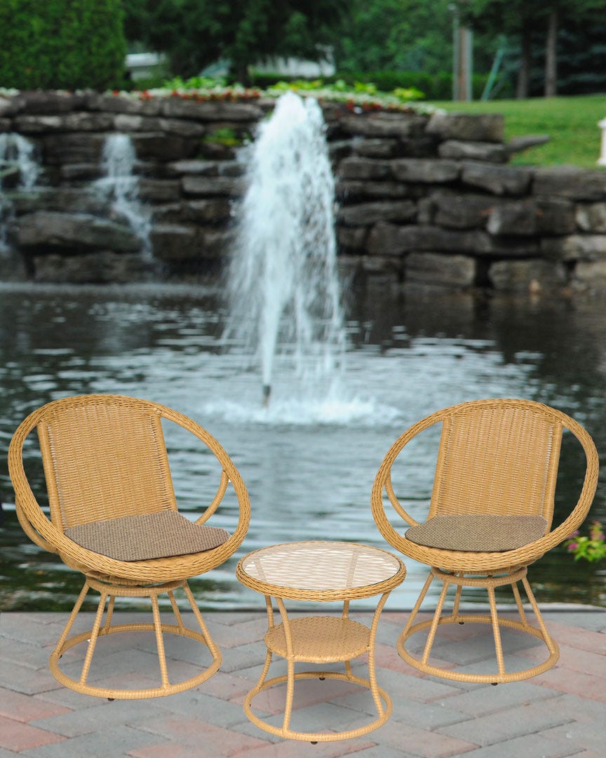 MANILLA Swivel Bistro Set, 3 Pieces, Sand