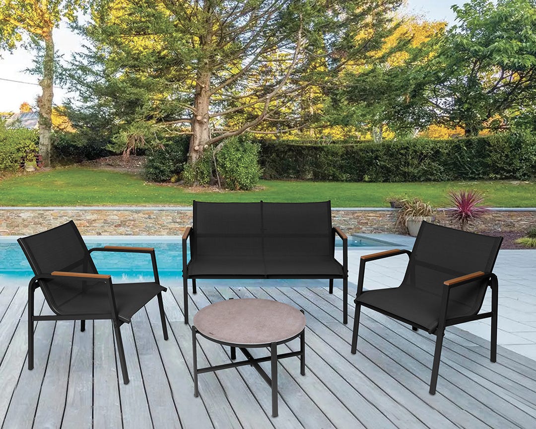 ODESSA Conversation Set, 4 Pieces, Black