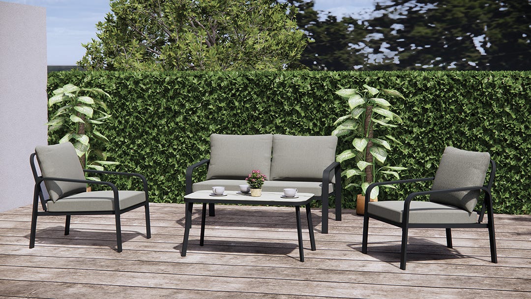 COSTA Conversation Set, 4 Pieces, Black