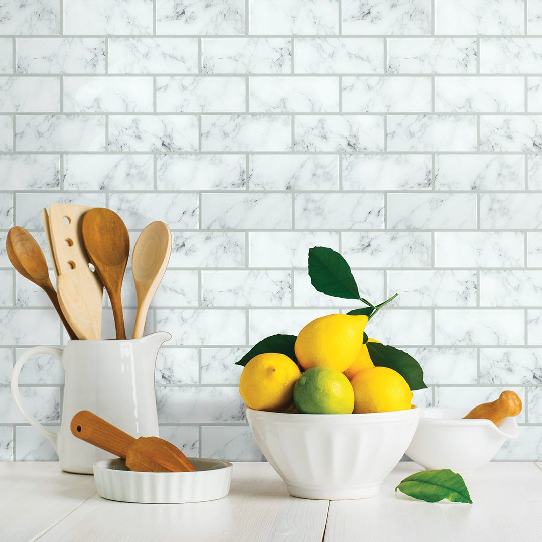 Carrara Marble Subway Peel And Stick Backsplash