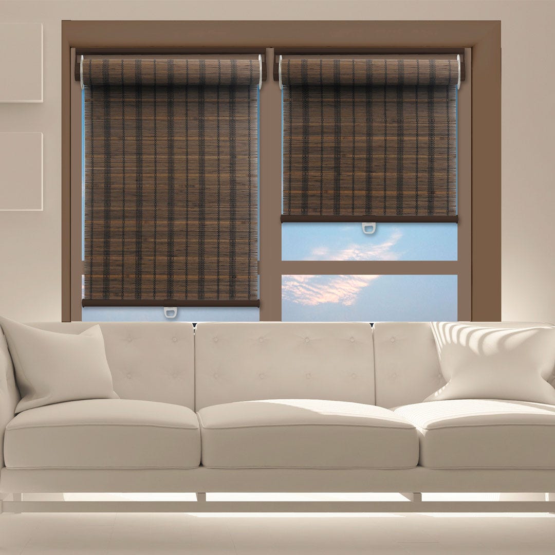 Bamboo Cordless Roller Blind, 48 in. x 72 in., Dark Brown