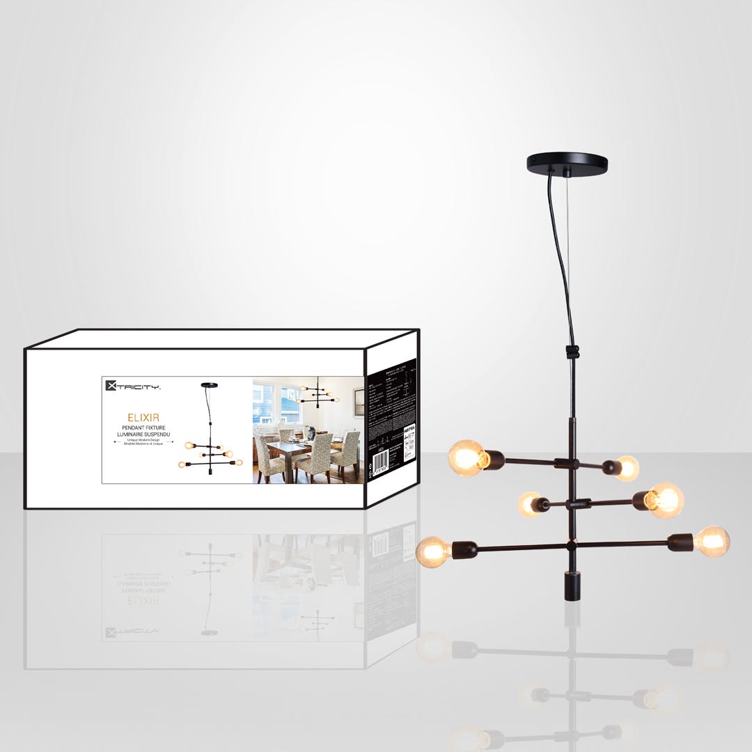 ELIXIR Pendant Fixture, 6 Lights, black